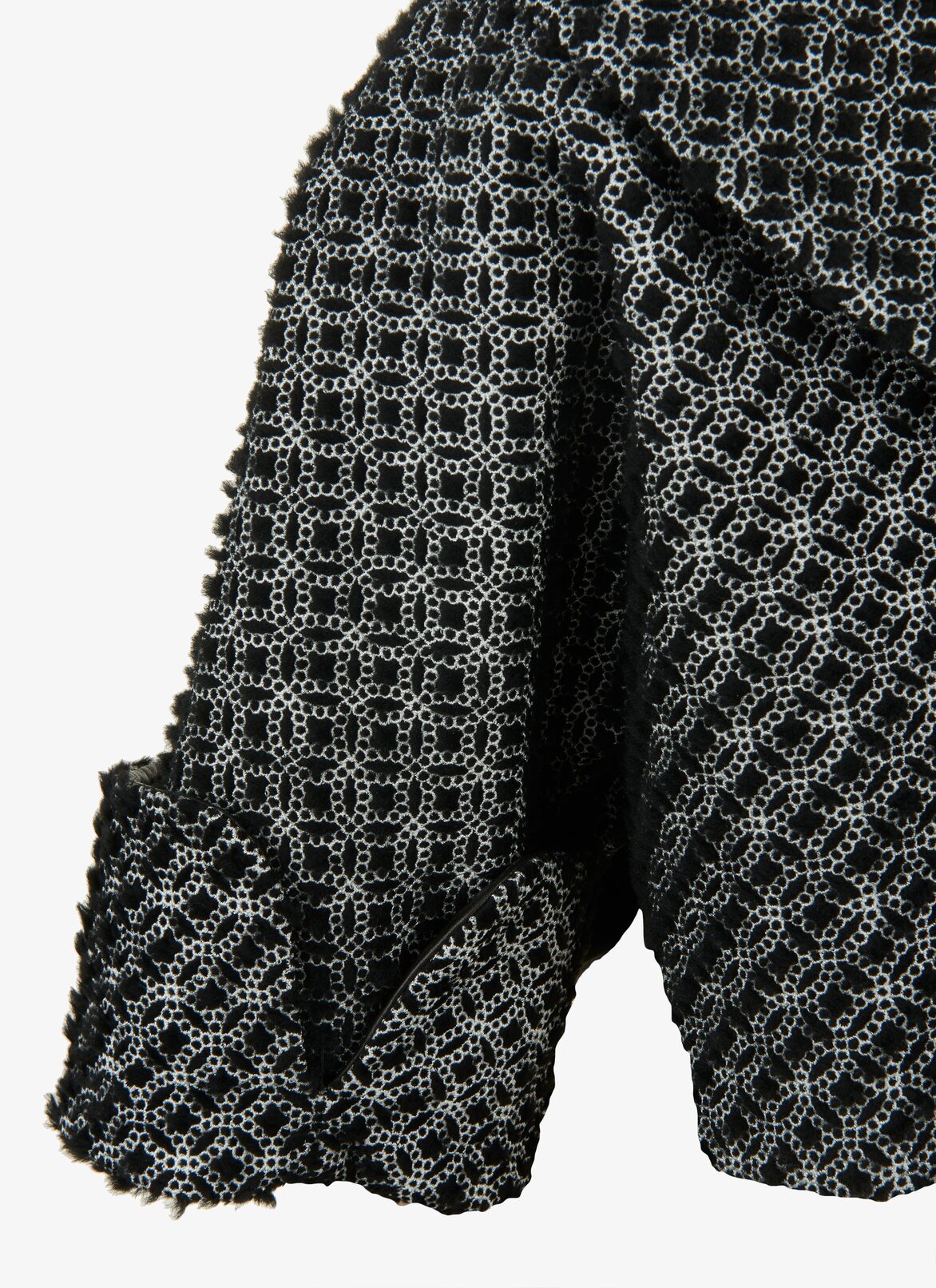 Embroidered Shearling Bolero ALAÏA BLACK/WHITE EMBROIDERED SHEARLING BOLERO
